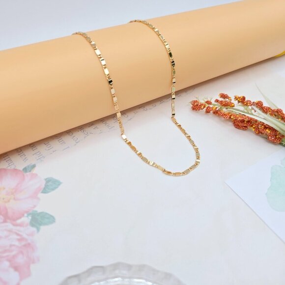 Rose Gold Flat Link Chain Necklace – 45+5cm / 17.7+2 Inch Adjustable, XPNL0021 - Picture 3 of 11